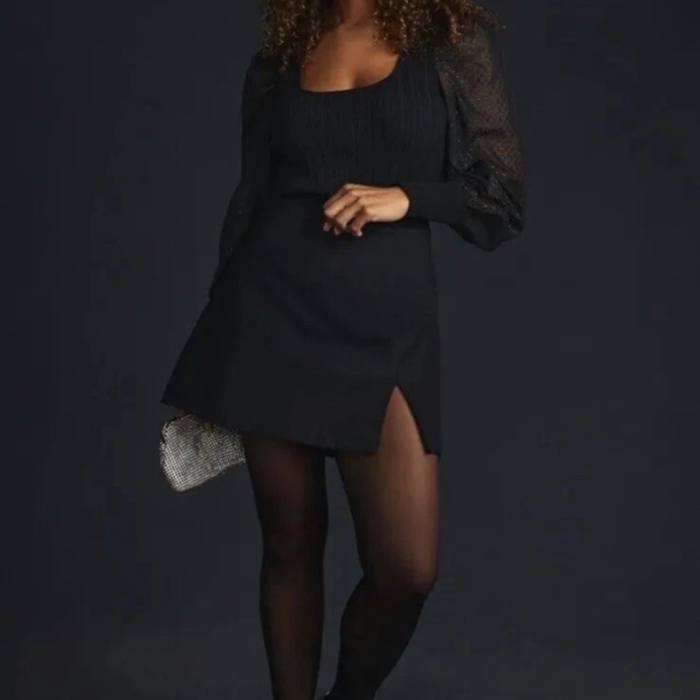 Anthropologie Puff Sleeve Shimmer Sweater in Black - Picture 9 of 16